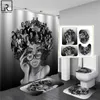 African American Black Women Print Shower Curtain Set Waterproof Bathroom Curtains Soft Anti-slip Bath Rugs Toilet Cover Carpets 210715