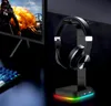 RGB Akcesoria słuchawkowe Stojak Gry Zestaw Słuchawkowy Uchwyt Słuchawki Wyświetlacz Stojak z 2 porty ładowania USB Uchwyty słuchawkowe Gamer