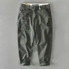 Pantaloni vintage casual multitasche in cotone tinta unita da uomo autunno e inverno Z337 210715