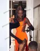 2021 Fashion Orange Evening Dresses Side Split Crystal Straps Formal Prom Gowns Backless Long Party Dress