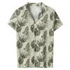 Mäns Casual T-shirts Mänskjorta Sommar 2021 Fashion Print Striped Short-Sleeve Loose Hawaiian Vacation Beach Top Blouse Drop # 45