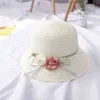 Nya barns halmhatt Lady Small Shoulder Bag Two-Piece Girl Baby Big Brim Flower Bucket Cap G220301