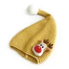 クリスマス帽子子供冬秋赤ウールニット大ボール暖かい帽子ソリッドカラーエルフかわいいポンポム帽子