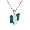 Acier inoxydable Tendance Nigeria Carte Drapeau Pendentif Colliers Or Couleur Nigériane Cartes Nigérian Maps Bijoux