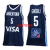 Custom Gianna Manu Ginobili Argentina Jersey de basquete 3 cores Tamanho da camisa S-4xl Qualquer nome e número de camisas de alta qualidade