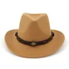 رعاة البقر الغربية قبعة الأوروبية الولايات المتحدة واسعة بريم قبعة الجاز الصوفية مع الجلود زينت trilby فيدورا قبعة حجم 56-58 سنتيمتر