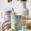 450ML Creative New Chinese Ceramic Cup For Women Fashion Coffee Cup With Lid And Spoon Unique Birthday Gift Mug