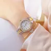 Relojes de pulsera BS hermana Hermana Gold Reloj de oro Cristal de acero inoxidable de acero inoxidable Relojes de pulsera de cuarzo femenino reloj impermeable Relogio Feminino