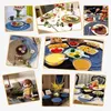 6 Pieces/Set Of Round Cotton Yarn Table Mat Western Food Mat Hand-Woven Non-Slip Soup Plate Bowl Mat Coaster Insulation Pad 210817