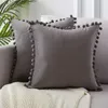 Luxury Pom-Pom Velvet Cushions Candy Color Solid Color Zipper Cover Home Decor Sofa Living Room Throw Pillow Case 45 X 45Cm 607 S2