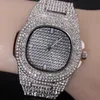 Miami Cuban Chain Iced Out Paved Rhinestones CZ Bling Rapper Necklaces Chains For Men Jewelry Hip Hop Bracelet +Watch 1 Set X0509