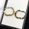 Vintage Colorful Diamond Necklaces Studs Designer Double Letters Studs Ladies Pendants Bracelet Crystal Color Earrings Jewelry Brithday Gift