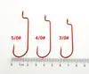 50pcs/lot Fishing Hooks High Carbon Steel Worm Soft Bait Jig Fishinghook For Saltwater Freshwater #6-#5/0 Red Colors