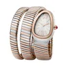 2021 novo relógio feminino cobra pulseira prata rosa ouro longo pulseira branco roma japonês quartzo aço inoxidável safira relógio de pulso287b