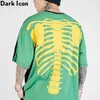 Color Block Patchwork Bones T-shirt T-shirt de Manga Curta Verão Streetwear Hiphop Camisetas Algodão Tee Homem Roupas 3 Cor 210603