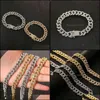 Bracelets de charme Bijoux Marque De Luxe Mode 12mm Ice Out Lien Cubain Femmes Or Bling Strass Bracelet Drop Livraison 2021 KN43W