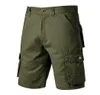 Shorts pour hommes pantalons de travail d'été mode militaire pantalons courts Cargo avec multi-poches pur coton confortable 210716