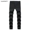 LALAPANTY Abbigliamento Jeans slp Blu / Nero Distrutto Uomo Slim Denim Straight Biker Jeans skinny Uomo Jeans strappati Pantaloni