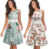 Nice-forever Vintage Elegant Embroidery Floral Lace Patchwork vestidos A-Line Pinup Business Women Party Flare Swing Dress 210303