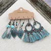 3Pair/Set Bohemia Nationale stijl Dange oorbellen Ancient Bronze Hollow Flower Water Drop Charm Oorringen Hoop Women Fashion Jewelry Will en Sandy