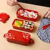 Caja de almuerzo de microondas 2 capas Flor japonesa Bento para almacenamiento de contenedores de alimentos Picnic escolar portátil con bolsa Y200429