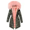 JOCOO JOLEE WOMEN WINTER JACKET HOODED PARKAS CAMOUFLAGE COAT WOMEN LOSE PARKA FUR COLLAR COTTON PADDEDジャケットファッション210619