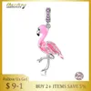 100% 925 Ayar Gümüş Charm Boncuk Aksesuarları Flamingo Kolye Fit Orijinal Charms Gümüş 925 Bilezikler DIY Takı Yapımı Q0531