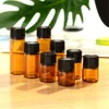 Mini Bottle Empty Glass Plastic Amber Essential Oil Bottle with Orifice Reducer Refillable Bottles Vials