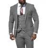 دعاوى الرجال للرجال الخريف/الشتاء الأسود لحفل الزفاف تويد الصوف مزيج الرجال Tuxedos 3 قطع زي Homme تدخين السترة Terno