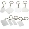 Färg sublimering Blank dubbelsidig metall Keychain DIY Rektangulära Personliga Anpassade nyckelringar Aluminiumplåt FHL435-WLL