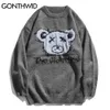 Gonthwid tricotadas Bears Jumpers Suavers Streetwear Homens Mulheres Hip Hop Harajuku Casual Pullover Malhas Moda Tops Malha Outwear 211014