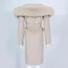 OFTBUY réel manteau de fourrure veste d'hiver femmes col naturel à capuche cachemire laine mélanges longs vêtements d'extérieur dame Streetwear 211110