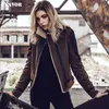 Giubbotto Bomber Flight da donna in vera pelle con pelliccia sintetica Shearling Giubbotto da moto in vera pelle 211011