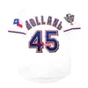 La maglia personalizzata cucita Derek Holland 2010 World Series aggiunge il numero del nome Maglia da baseball