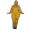 Plus Size Wall Roupas XL-5XL 2 Piece Set Mulheres Tassel Sweatsuits Stretch Solid Jogger Outfit Tracksuit Atacado Drop 211106