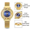 Fröken Magnetisk Watch Kvinnor Lyxmärke Vattentät Diamant Kvinnor Klockor Hollow Blue Quartz Elegant Gold Ladies Armbandsur 210720