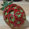 Kinesisk Cloisonne Filigree Pineapple Små Ornaments Koppar Emalj Office Desk Tillbehör Heminredning Hantverk Table Dekoration Present