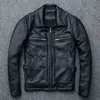 Hommes manteau en peau de vache veste en cuir véritable pour hommes Style Vintage homme vêtements en cuir moto Biker vestes 211111