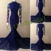 Arabski ASO EBI Koronki Suknie Wieczorowe 2021Sklep z długim rękawem Wysokiej szyi Syrenki Prom Suknie Vestidos