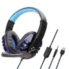 Gry Przewodowe USB Słuchawki z mikrofonami Gaming Headset 3.5mm Jack dla PS4 PC komputera Laptop Telefon komórkowy