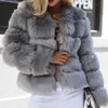Rimocy Plus Rozmiar 4XL Faux Fur Coat Kobiety Zima Wysokiej Jakości Zagęścić Ciepłe Kurtki Kobieta Z Długim Rękawem Przycięte Futra Pani 211110
