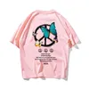 Borboleta de Hip Hop Harajuku T Shirt Streetwear Anti-guerra T-shirt Casal Primavera Verão De Manga Curta Tshirt Tops Tees Algodão 210603