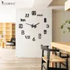 Einfache Stille Acryl Große Dekorative DIY Zahlen Wanduhr Modernes Design Wohnzimmer Dekoration Wand Uhr Wandaufkleber 210310