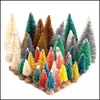 Natal festivo festivo suprimentos gardenchristmas decorações 22 pcs mini árvore sisal cedro decoração pequena - ouro sier azul verde whit