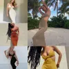 BOOFEENAA vakantie gebreide maxi jurken voor vrouwen zomer 2021 elegante sexy partij uitgesneden backless bodycon jurk C69-BH27 X0705
