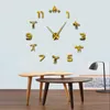 Wall Clocks 1Piece Weightlifting Fitness DIY Giant Clock GYM Sticker Watch 3D Luxury Creative Art Decor For