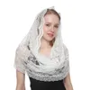 Sciarpa con fiori in pizzo Bandana rotonda Fazzoletto da preghiera alla moda Scialli da chiesa Sciarpe Musulmane Avvolge la testa 1 pezzo Vendita al dettaglio