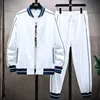 2021 Nouveau High Street Noir Blanc Survêtement Hommes Jogging Ensemble 2 Pièces Veste De Baseball + Pantalon Streetwear Vêtements Casual Sweat Costumes X0909