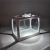 LED 조명 홈 오피스 장식 먹이 상자 수족관 액세서리가있는 미니 수족관 어항