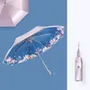 Dwuwarstwowa Warstwa Parasol Parasol Deszcz Kobiety Wiatroodporny Drewniany Uchwyt 3 Składany Anti-UV Parasol Girl Flower Parasol na prezent